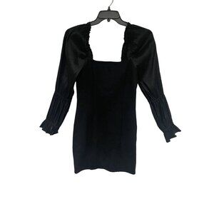 A Loves A Black Mini‎ Dress Puff Sleeves Size Med  NWT Witchy Goth Dark Romantic